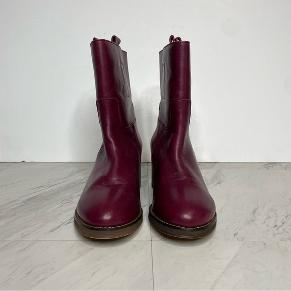 Free People Tabby Mulberry Leather Heeled Ankle Boot 38 1/2 - Picture 2 of 15